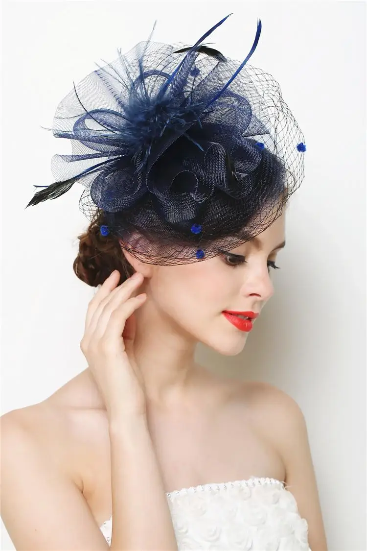 mini hat fascinator feather flower hair clip wedding hats