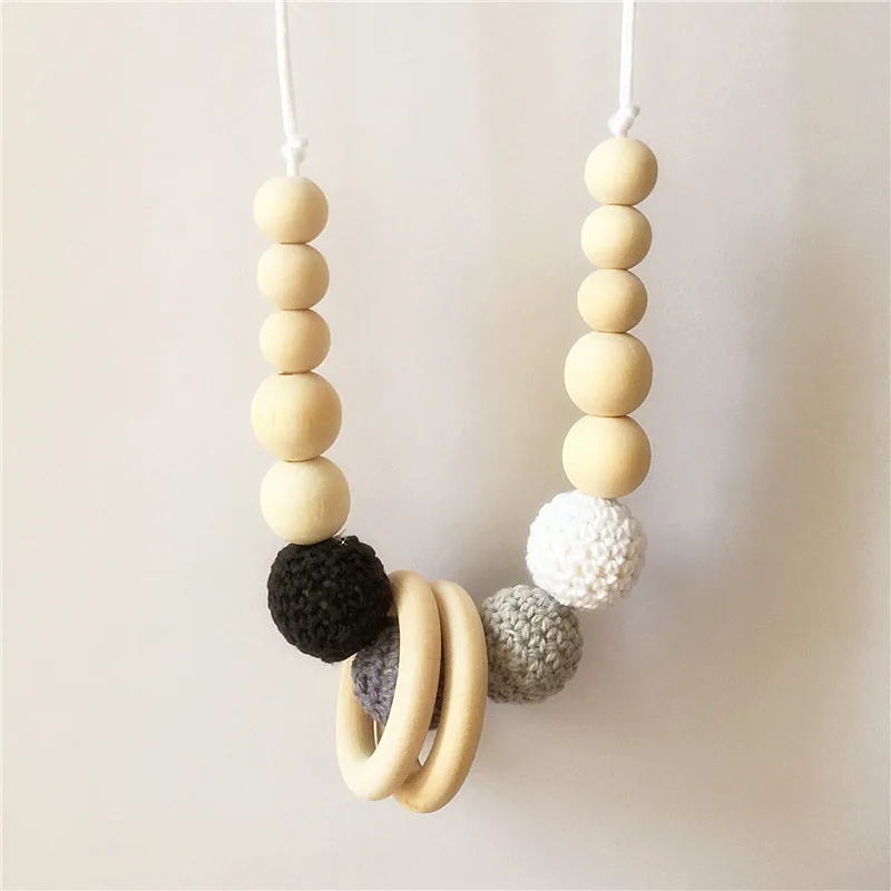 100pcs/lot Round unfinished nature wooded beads Baby pacifier Chain Clip Dummy Teething Jewelry Necklace Wood Beads