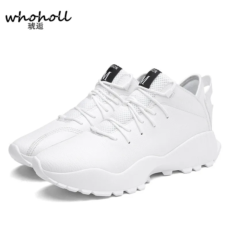 blanc Zapatos Occasionnel Printemps Pu Luxe Hombre De Noir Whoholl En Chaussures Adulte Sneaker 2018 Hommes Baskets Ballerines Noir Cuir UqvxwSZ5