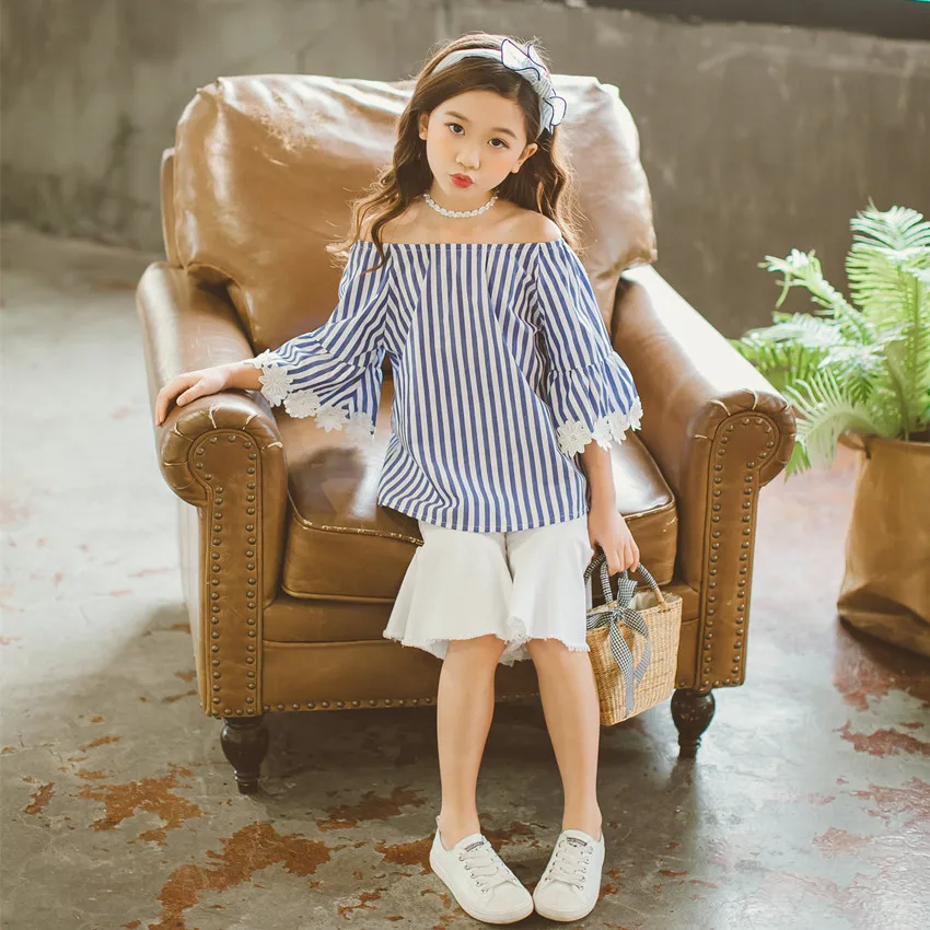 girl clothes 2 pcs sets spring summer striped blouses tops and knee length pants girls clothing sets school kids girl outfits 2 3 4 5 6 7 8 9 10 11 12 13 14 15 years little baby big girls sets clothing (8)
