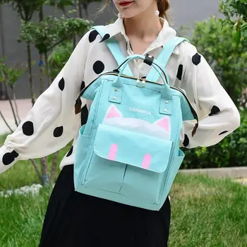 

Cute Cat Print Mommy Travel Backpacks Large Capacity Nylon Maternity Nappy Top-handle Bags Baby Care Nursing Diaper Packs
