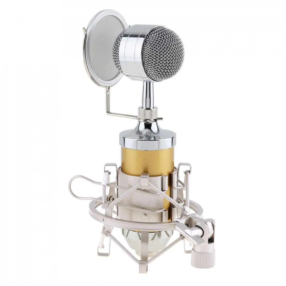 BM 8000 звукозаписывающий конденсаторный микрофон для студийной Звукозаписи С 3,5 мм штекерным держателем и позолоченной большой мембранной головкой