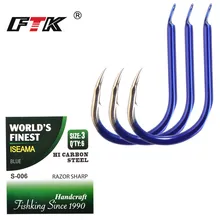 Рыбий Король из высокоуглеродистой стали рыболовные Крючки 6 шт./партия одиночный перевернутый синий рыболовный крючок ISEAMA с кольцом принадлежности для карпа