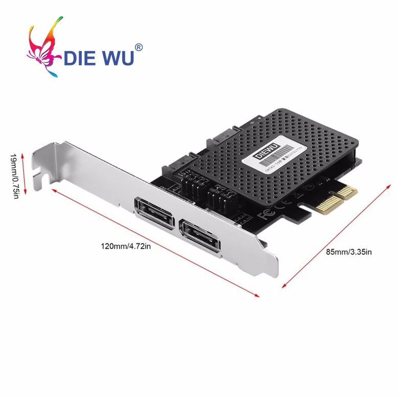 Плата расширения PCI Express PCI-E 1X to 2 ESATA+ 2 SATA3 для ASMedia поддерживает горячую замену TXB057