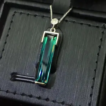 

Fine Jewelry Real 18 K White Gold 100% Natural Blue Tourmaline 3.8ct Female Diamonds Gemstone Diamond Women's Pendants Necklaces
