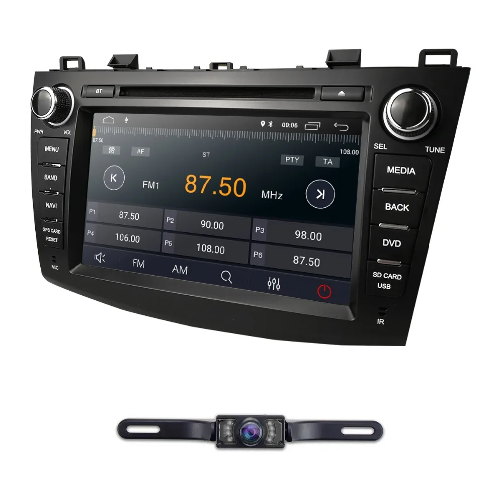 Excellent 8" 2Din Android8.1 Car DVD Player for Mazda 3 Mazda3 2010-2013 with BT 4G Wifi Radio GPS 2GRAM SWC RDS DVR DAB DTV+Rear Camera 3