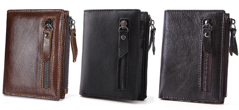 2019 New Genuine Leather Mens Wallet Man zipper Short Coin Purse Brand Male Cowhide Credit&id Wallet Multifunction Small Wallets