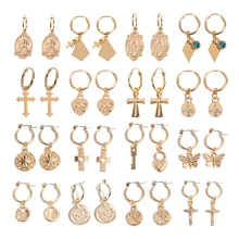 Золотые серьги-кольца, серьги-кольца для женщин в Корейском стиле, вечерние серьги, подарок