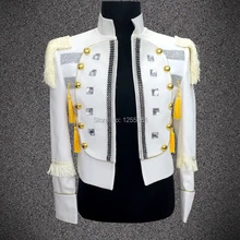 Стиль модные белые Цвет мужская одежда по фигуре бар для певцов в ночном клубе Танцы панк Dj сценический костюм джазовое выступление Для мужчин пальто