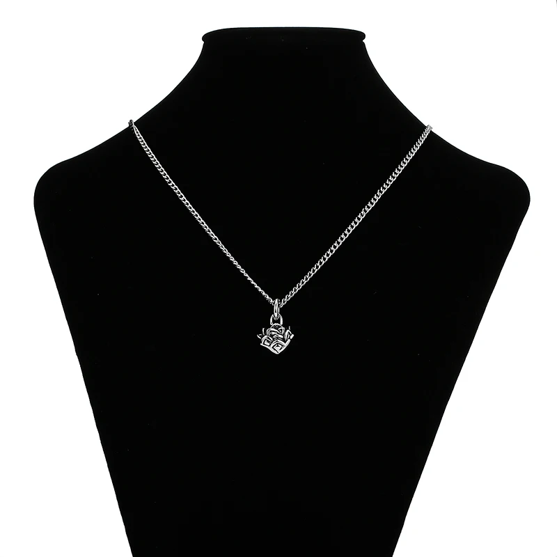 

Buddhist Women Lotus Flower Necklace With Link Chain Chinese Style Stainless Steel Female Charm Pendants Jewelry BP002