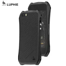 Оригинал Luphie Для iPhone 5S Дело Роскошный Алюминиевый Металлический Каркас + Тонкий кожа Защитная Крышка Для Apple iPhone 5 Se 5S случаях
