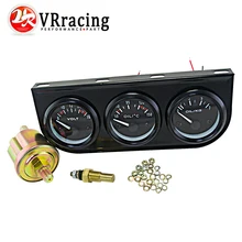 Kit Triple Electrial VR - 52mm (voltímetro + medidor de temperatura de aceite + medidor de presión de aceite) Sensor de temperatura Auto indicador/Negro/Pod