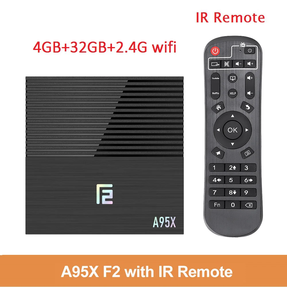 A95X F2 Smart tv Box Android 9,0 4 Гб ОЗУ 32 г/64 г Android tv Box Amlogic двойной Wifi BT4.2 медиаплеер Youtube 4K Smart Box - Цвет: A95X F2-4G 32G-2.4