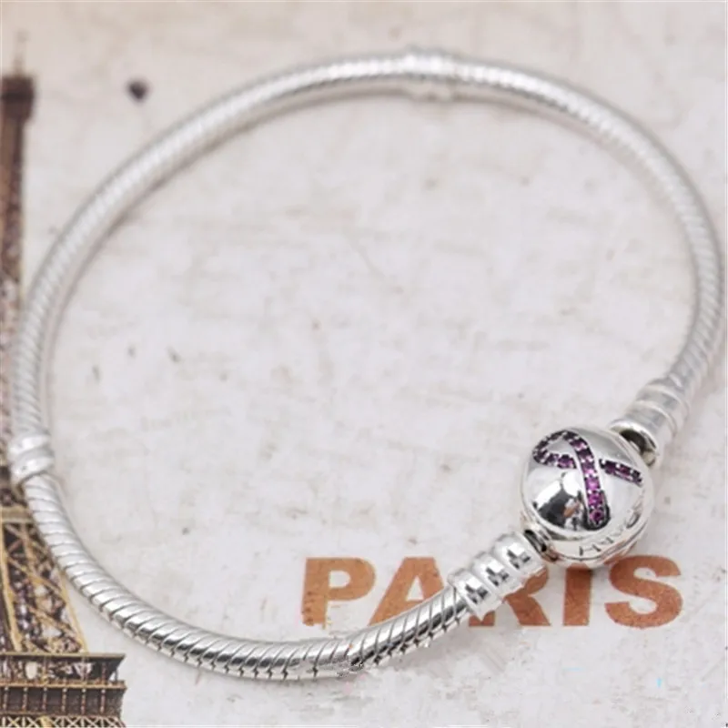 

2017 fashion snake really s925 sterling silver suitable for charm bracelet with round clip DIY support wholesale