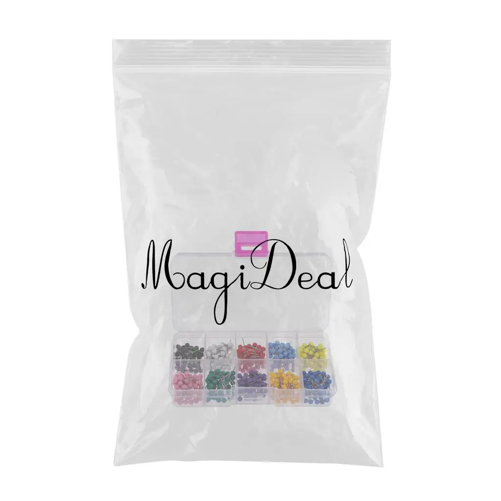A Box of 500pcs Plastic Round Head Push Pins Office Drawing Pins Map Tacks Thumbtack