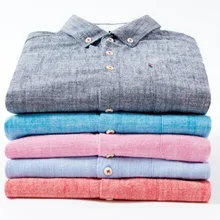 Английские стильные мужские модные однотонные хлопковые льняные рубашки Camisa, однотонные удобные приталенные рубашки с отложным воротником