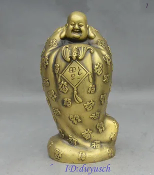 

Christmas Chinese Buddhism Bronze Wealth Fu Bat Happy Laugh Maitreya Buddha Statue Halloween