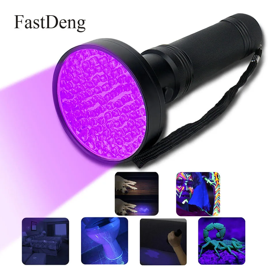 Beste UV Zaklamp 10W 100 LEDs 395 nm UV LED Torch Back Detector Licht voor Hond Kat Urine, huisdier Vlekken, Bed Bugs, Schorpioenen 6 x AA