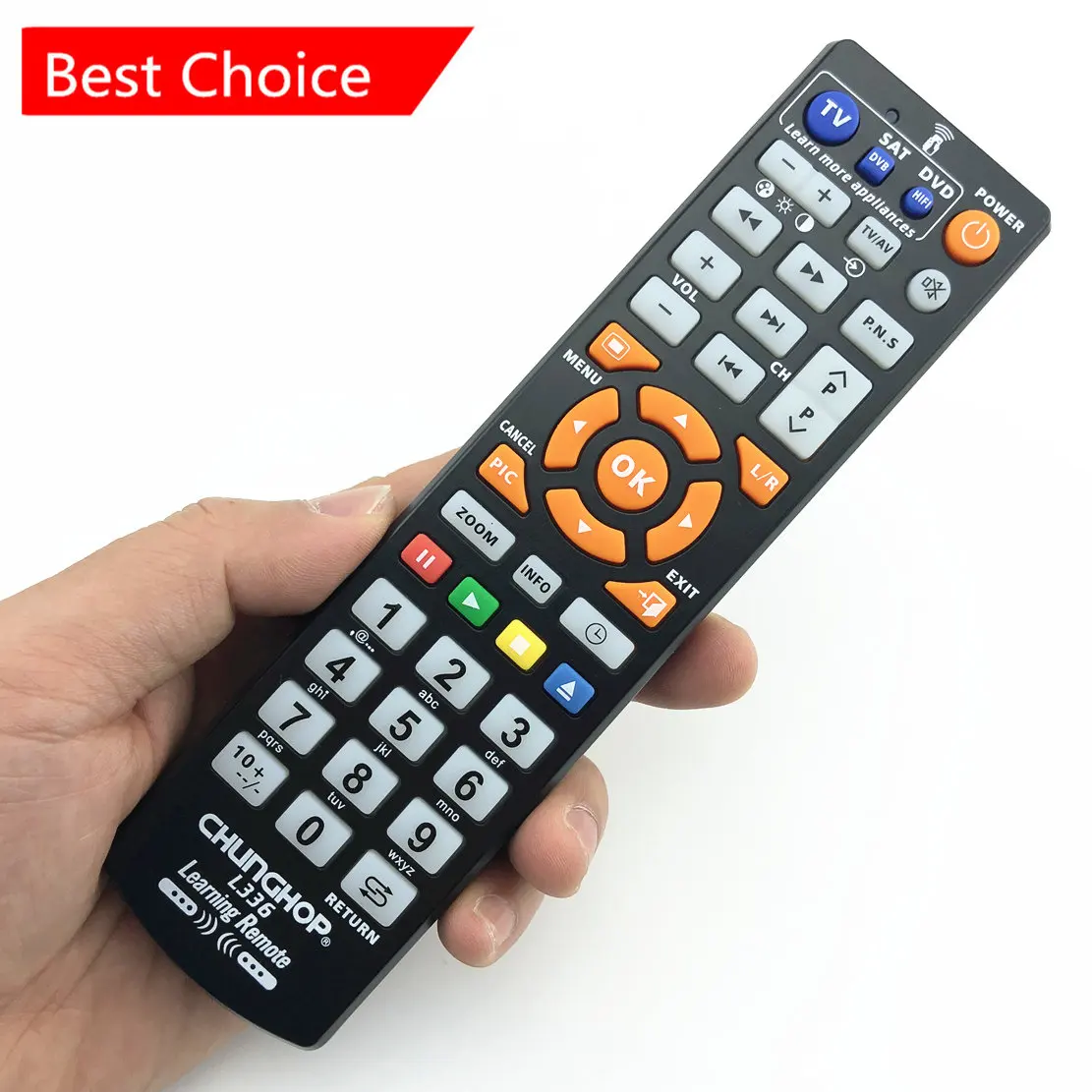 

Universal Smart TV Remote Control IR With Learn Function For TV CBL DVD SAT CHUNGHOP Original remote L336 3in1 controller