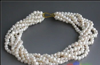 

FREE SHIPPING6strands 19" 7mm white baroque Freshwater cultured pearl necklace (A0511)
