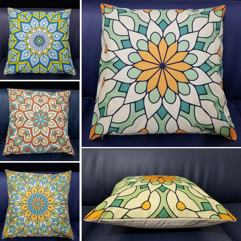 

Geometric Cushion Cover Decorative Pillows Print Sofa Car Cotton Linen Decoration Pillowcase Green Cushion Pillow Cover for Sofa
