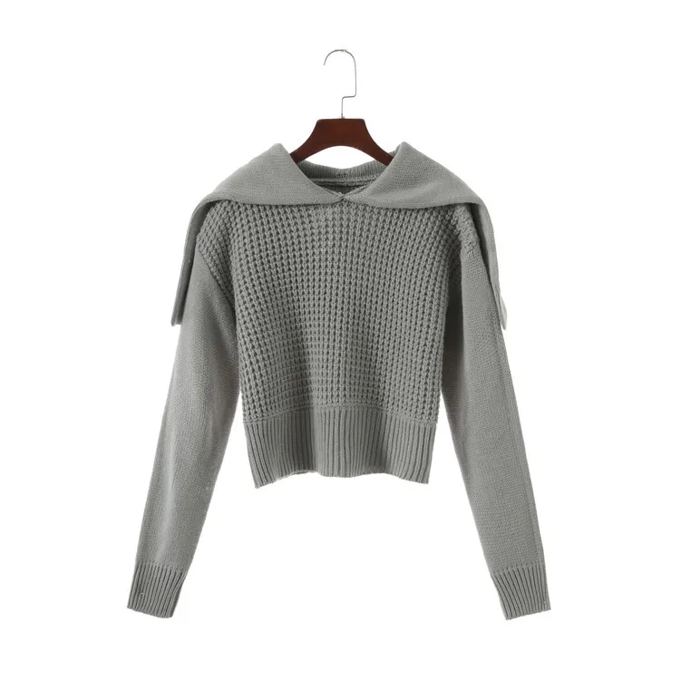 Hiver Chandail Tricoté Femelle Marine Vert Lâche Revers Femmes S F1087 Col Nouvelle Bd10q6zB