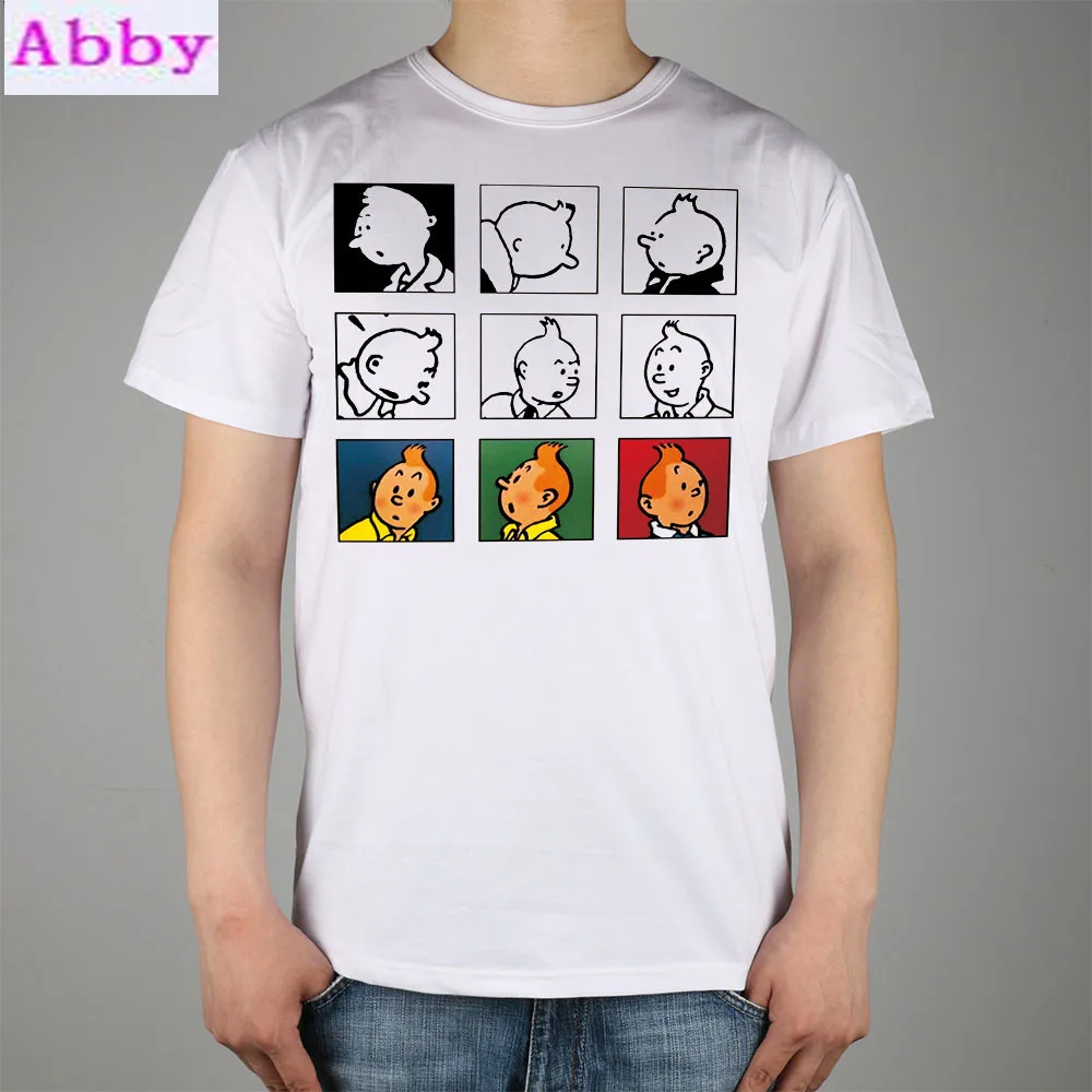 1Tintin adventure classic animation cartoon T-shirt Top New Design Digital Inkjet Printing The Adventures of Tintin movie T shirt