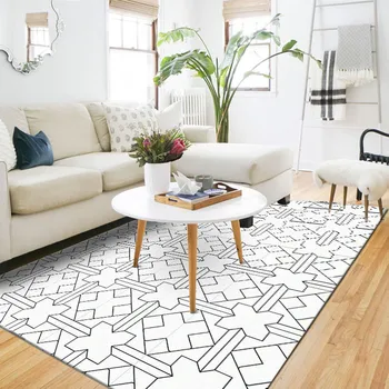

Nordic Style Simple Soft Carpets For Living Room Bedroom Area Rug Black/white Geometric Lattice pattern Home Delicate Mat/Carpet
