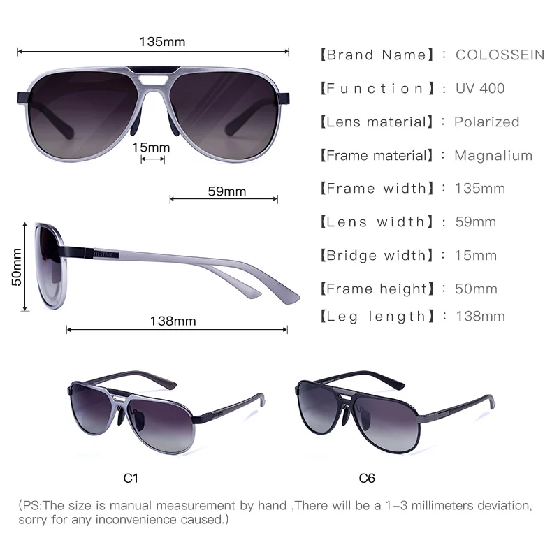 COLOSSEIN MSTAR солнцезащитные очки мужские поляризованные модные старинные солнцезащитные очки постепенный легкие нежные классическиечерный серые линзы очки UV400