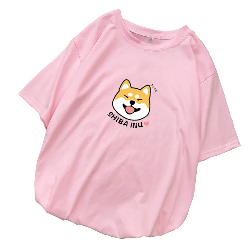 Для женщин Harajuku футболка Kawaii милые shiba Inu Doge печатных футболка корейский Стиль Уличная хлопковые топы эстетическое camisas mujer Тройник