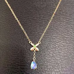 Натуральный светло-голубой цвет лунный камень Цепочки и ожерелья Природный камень кулон Цепочки и ожерелья S925 Silver Элегантная мода бабочка