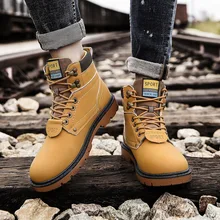 Зимние мужские ботильоны с плюшем; теплые зимние ботинки; Рабочая обувь; мужская обувь на шнуровке; военные ботинки