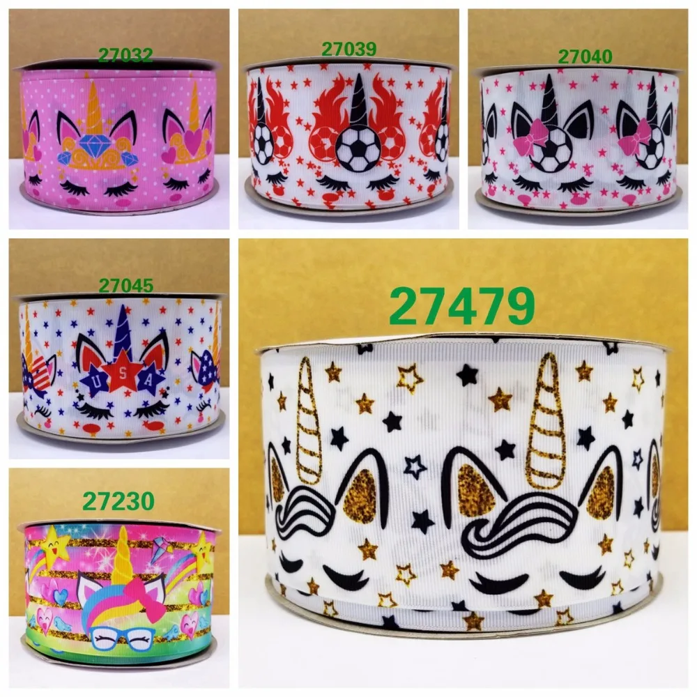 

Free shipping 50 yard per size unicorn ribbon printed grosgrain ribbon 27479