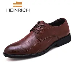 Генрих 38-48 модные Повседневная кожаная обувь Для мужчин Бизнес нарядные туфли для мужчин Туфли-оксфорды На Шнуровке Для мужчин Мужская