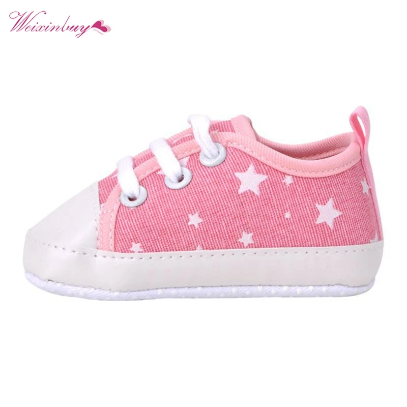 Newborn Baby Shoes Toddler Soft Sole Kids Canvas Prewalker Lace Up Sneaker Infant First Walkers