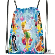 Custom Peter-Pan-Flying-With-Tinkerbell Drawstring Backpack Bag Cute Daypack Kids Satchel (Black Back) 31x40cm#20180611-02-83