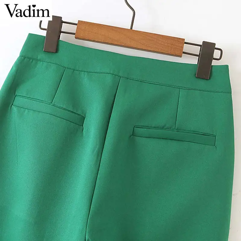 Vadim женские стильные однотонные брюки боковые карманы на молнии женские повседневные зеленые модные брюки pantalones mujer KB072