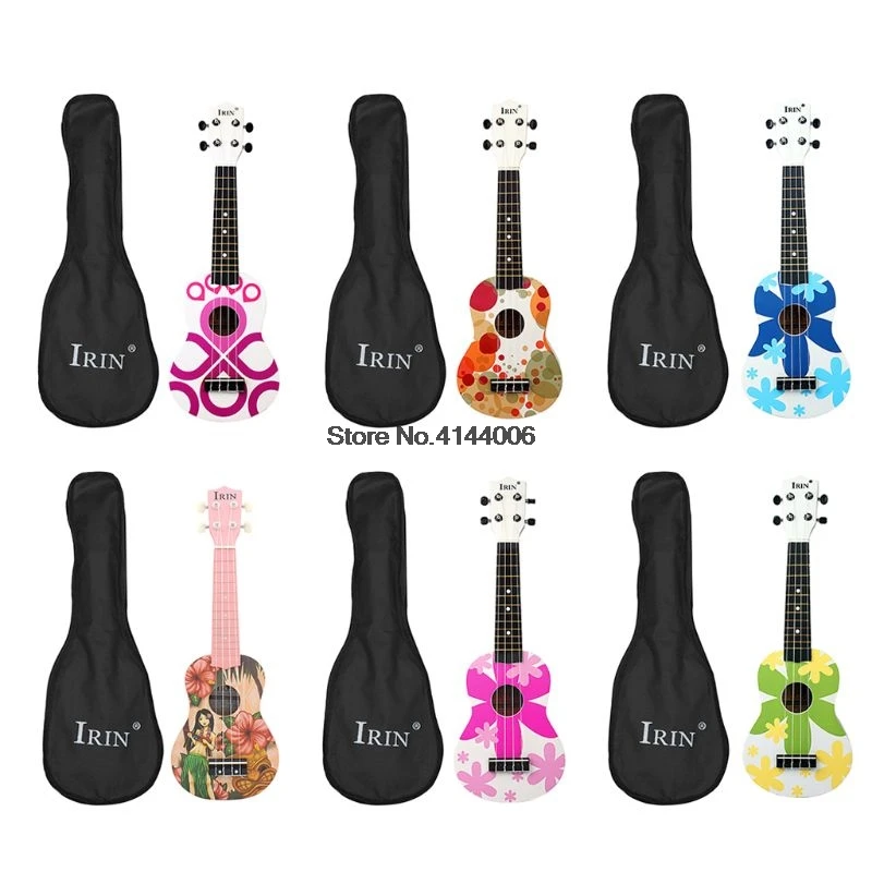 

Ukulele 21 inch 12 Fret Uke 4 Nylon String Wood Guitar FlowerBL And Bag Drop Ship