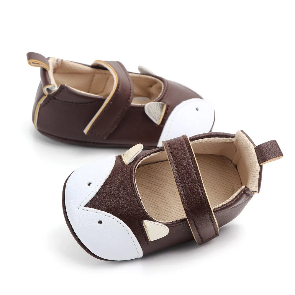 

Kidadndy 0-1 Year Old Baby PU Leather Baby Shoes Soft Sole Cartoon Fox Toddler Infant Shoes Explosive Indoor Shoes Baby TDS93