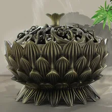 New Arrival Copper Lotus Incense Burner Alloy Mini Tibetan Incense Burner Sandalwood Censer Home Decor