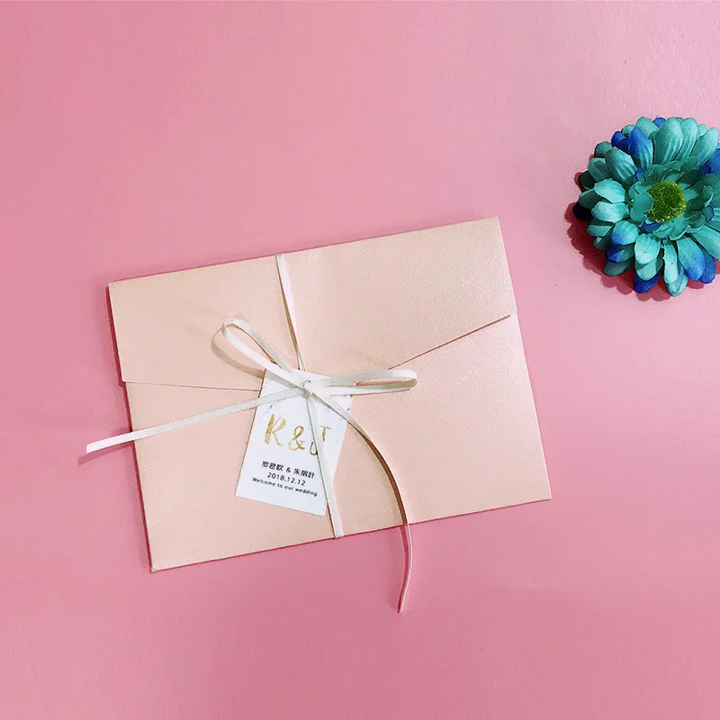  Pink Pocket Wedding Invitation Save the Date Customized Invitation Cards - Set of 50 - 32858557653