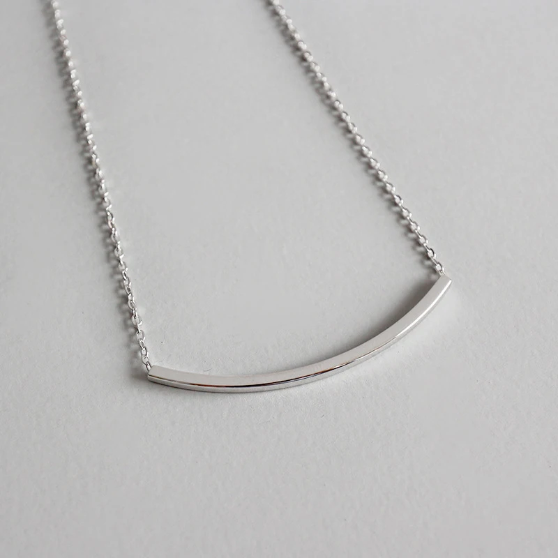 

925 Sterling Silver Square Tube Geometric Personality Design Square Necklace Pendant Lucky Jewelry For Women Gift WDN006