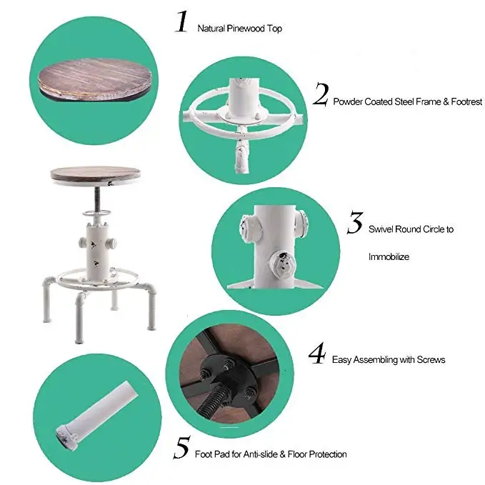 Bar Stools Industrial Metal Adjustable Height Chair Fire Hydrant Design Bar Stool Chair Kitchen Swivel Dining Chair