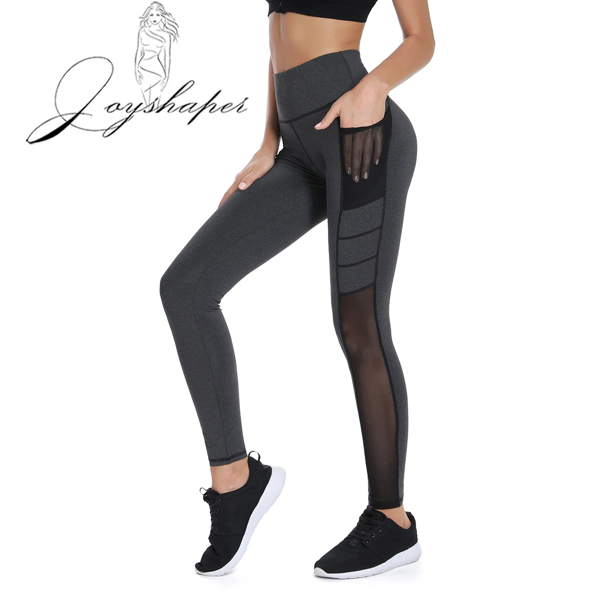 Oyshaper сексуальные женские Леггинсы сетчатый дизайн брюки пуш-ап леггинсы черные Капри новая спортивная одежда для фитнеса Большой размер