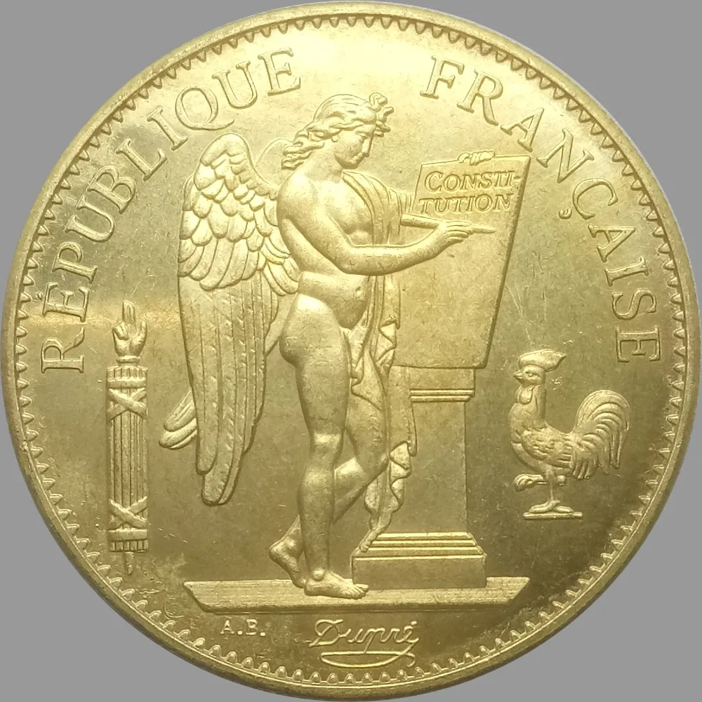 

France Gold 1894 A Paris 100 Francs Lucky Angel Brass Metal Copy Coins