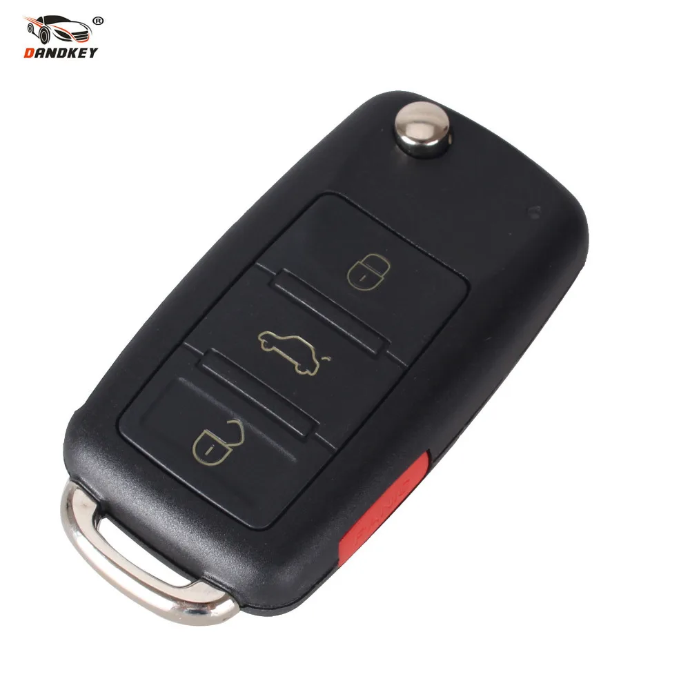 

Dandkey 3+ 1 Panic 4 Buttons Flip Remote Key Shell fit for VOLKSWAGEN VW Touareg Switchblade Flip Case Fob
