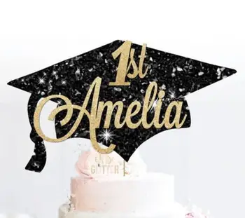 

personalize name age glitter Degree, Graduation birthday Cake Topper -baby shower party cake toppers baptism decoration