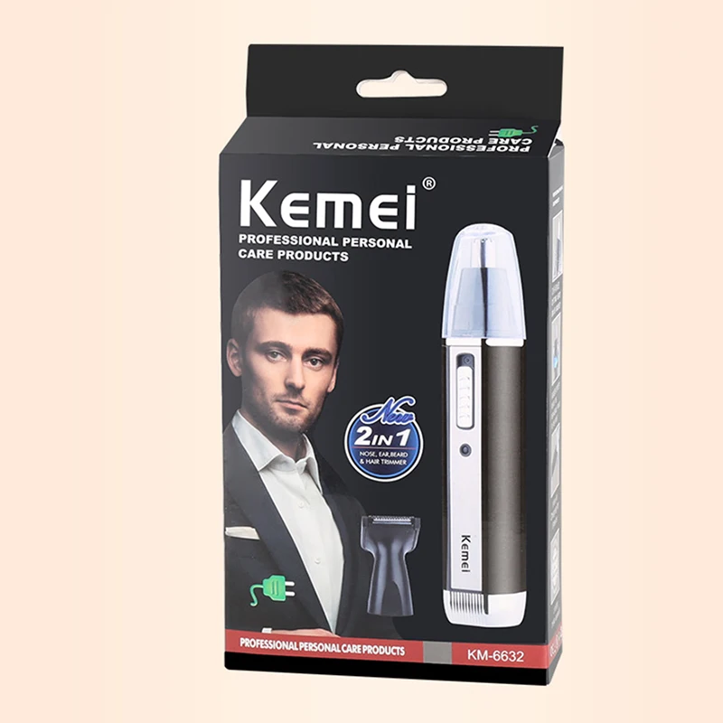 Hot Sale Kemei KM-6632 Electric Nose Device 2 In 1 Rechargeable Nose Hair Trimmer Home Travel -4