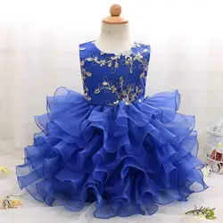 RC113901 Новая мода Цветок Детский галстук-бабочка платье принцессы Чистая Пряжа многослойные платья для девочек ручной вышивкой