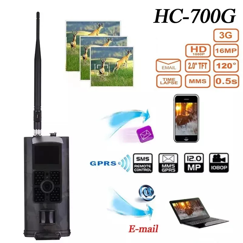 

HC700G Hunting Camera 3G HD 16MP Photo Traps GSM GPRS SMS 1080P Night Vision 940nm IR Wild Trail Camera Game Cam MMS HC-700G